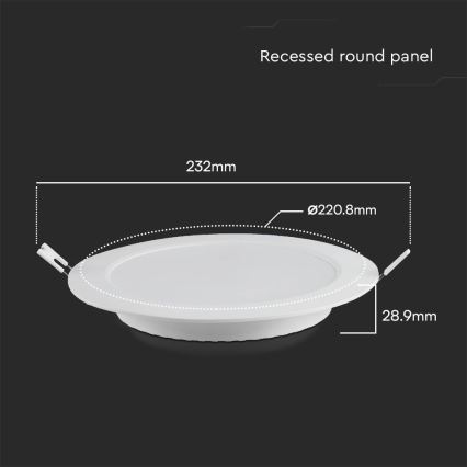 LED Beépíthető lámpa SAMSUNG CHIP LED/18W/230V 4000K átm. 22 cm fehér