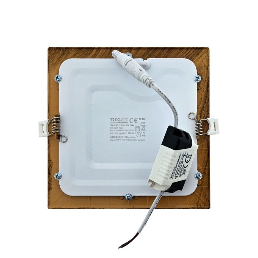 LED Beépíthető lámpa SQUARE LED/12W/230V 4200K 16,8x16,8 cm barna