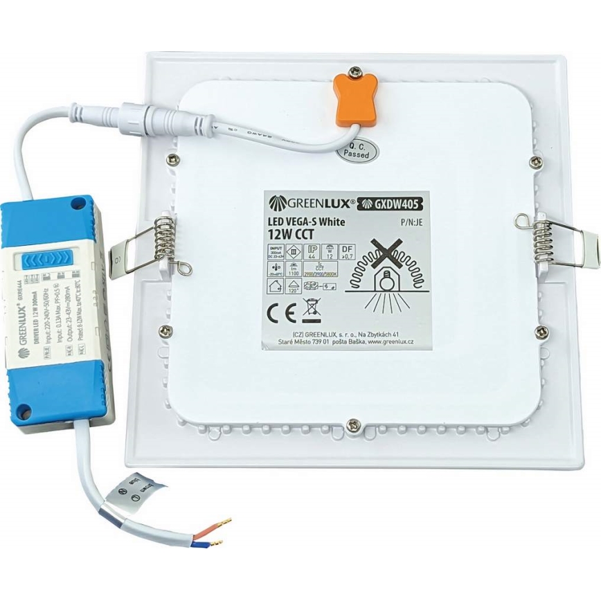 LED Beépíthető lámpa VEGA LED/12W/230V 2900/3900/5800K 17,5x17,5 cm fehér