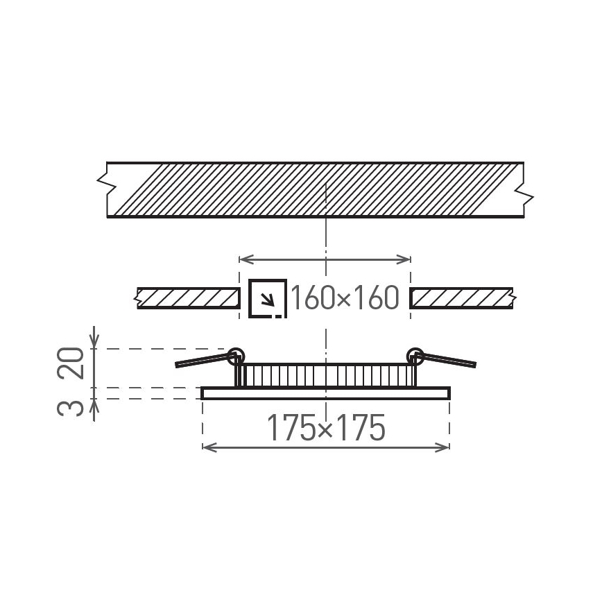 LED Beépíthető lámpa VEGA LED/12W/230V 2900/3900/5800K 17,5x17,5 cm fekete
