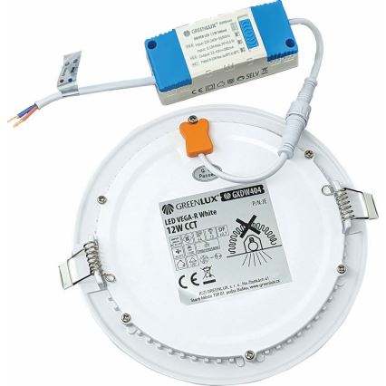 LED Beépíthető lámpa VEGA LED/12W/230V 2900/3900/5800K átm. 17,5 cm fehér