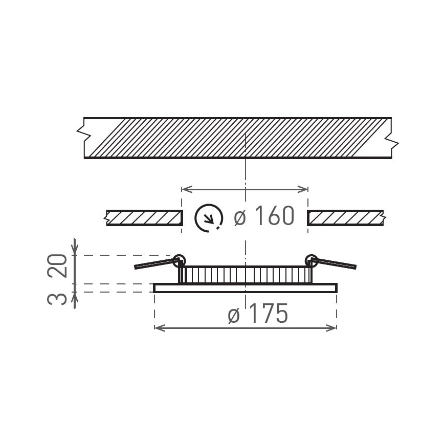 LED Beépíthető lámpa VEGA LED/12W/230V 2900/3900/5800K átm. 17,5 cm fehér