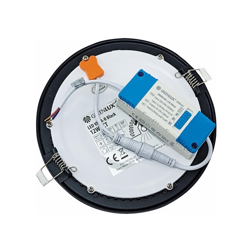 LED Beépíthető lámpa VEGA LED/12W/230V 2900/3900/5800K átm. 17,5 cm fekete