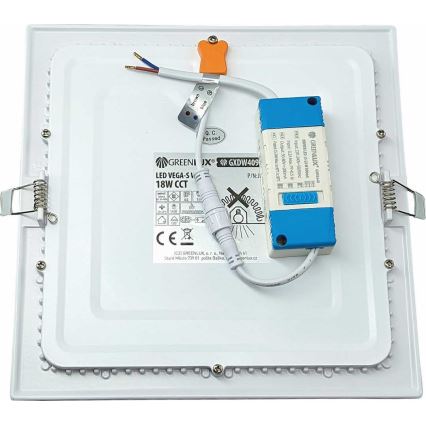 LED Beépíthető lámpa VEGA LED/18W/230V 2900/3900/5800K 22,5x22,5 cm fehér