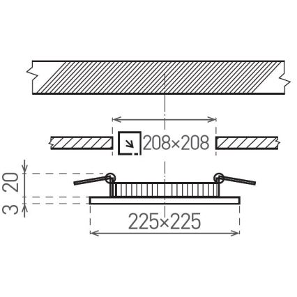 LED Beépíthető lámpa VEGA LED/18W/230V 2900/3900/5800K 22,5x22,5 cm fekete