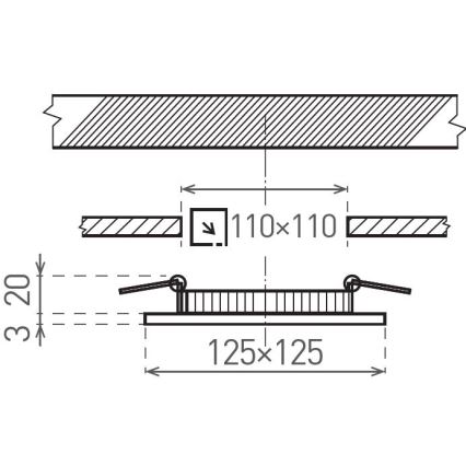 LED Beépíthető lámpa VEGA LED/6W/230V 2900/3900/5800K 12,5x12,5 cm fehér