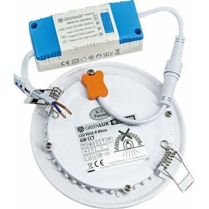 LED Beépíthető lámpa VEGA LED/6W/230V 2900/3900/5800K átm. 12,5 cm fehér