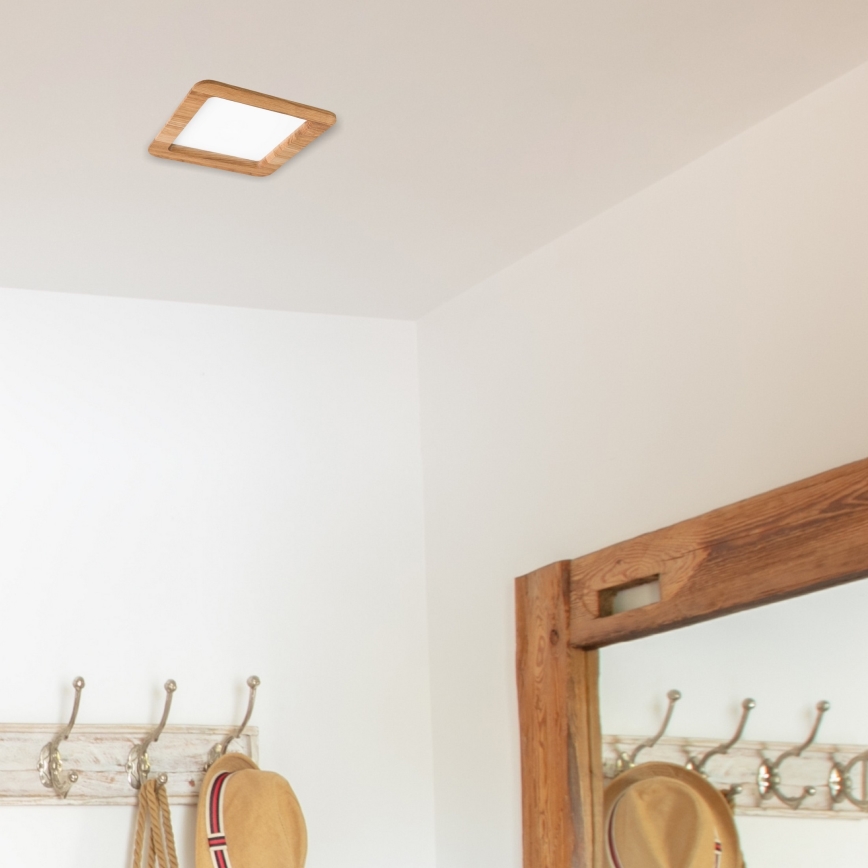 LED Beépíthető lámpa WOODY SPOT LED/17W/230V 3000K tölgy 18,5x18,5 cm