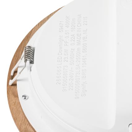 LED Beépíthető lámpa WOODY SPOT LED/23,5W/230V 4000K tölgy ø 23,5 cm