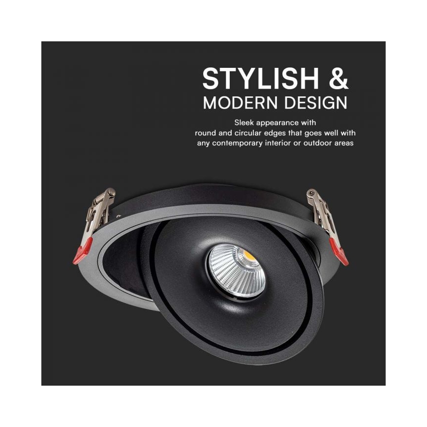 LED beépíthető spotlámpa LED/12W/230V 3000/4000/6400K átm. 12 cm fekete