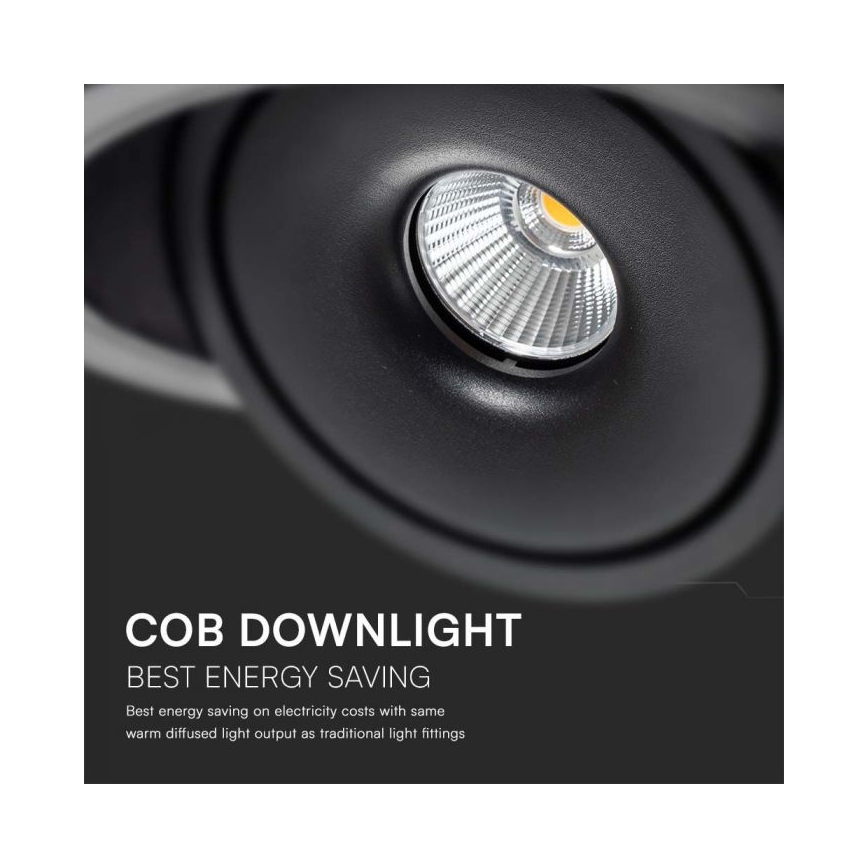 LED beépíthető spotlámpa LED/12W/230V 3000/4000/6400K átm. 12 cm fekete