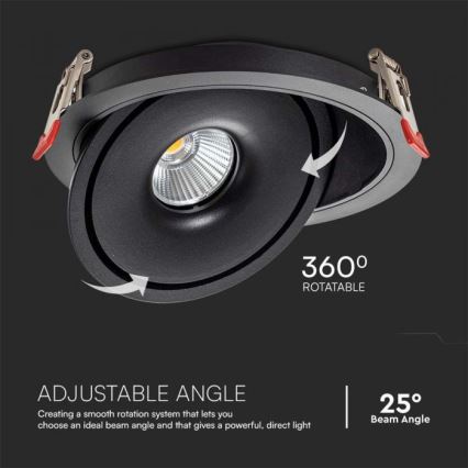 LED beépíthető spotlámpa LED/12W/230V 3000/4000/6400K átm. 12 cm fekete