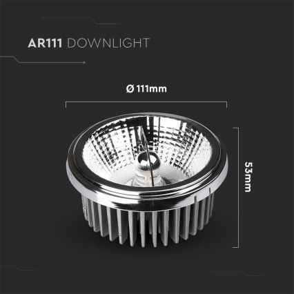 LED Beépíthető spotlámpa LED/20W/230V 6400K 40°/20° átm. 11 cm fényezett króm