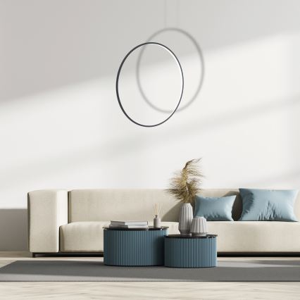 LED csillár acélkábelen SATURNO LED/46W/230V átm. 80 cm IP44 fekete