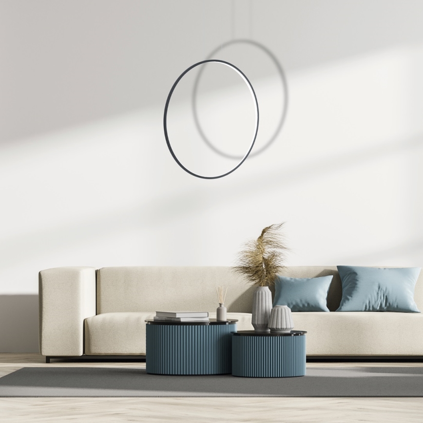 LED csillár acélkábelen SATURNO LED/46W/230V átm. 80 cm IP44 fekete