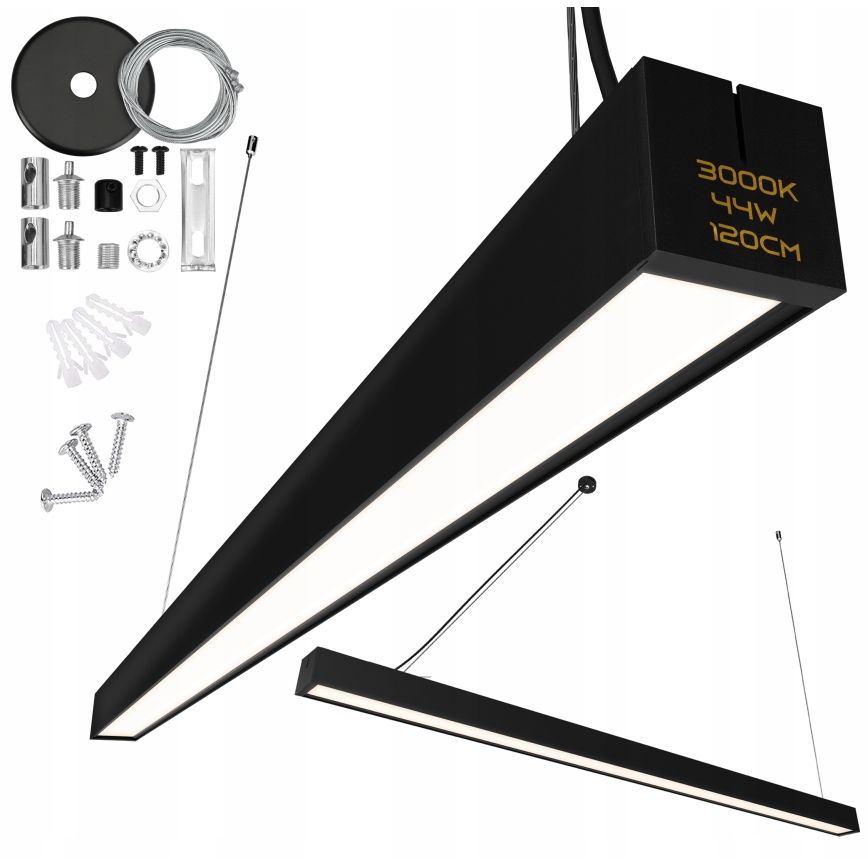 LED csillár drótkábelen/felületre szerelhető LED/44W/230V 3000K 120 cm fekete