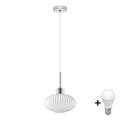 LED csillár huzalon függő HARMA 1xE27/60W/230V átm. 25 cm matt króm/fehér
