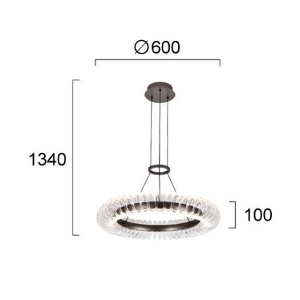 LED csillár kábelen ALBA LED/39W/230V szürke/átlátszó