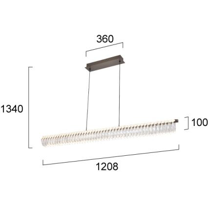 LED csillár kábelen ALBA LED/39W/230V szürke/átlátszó