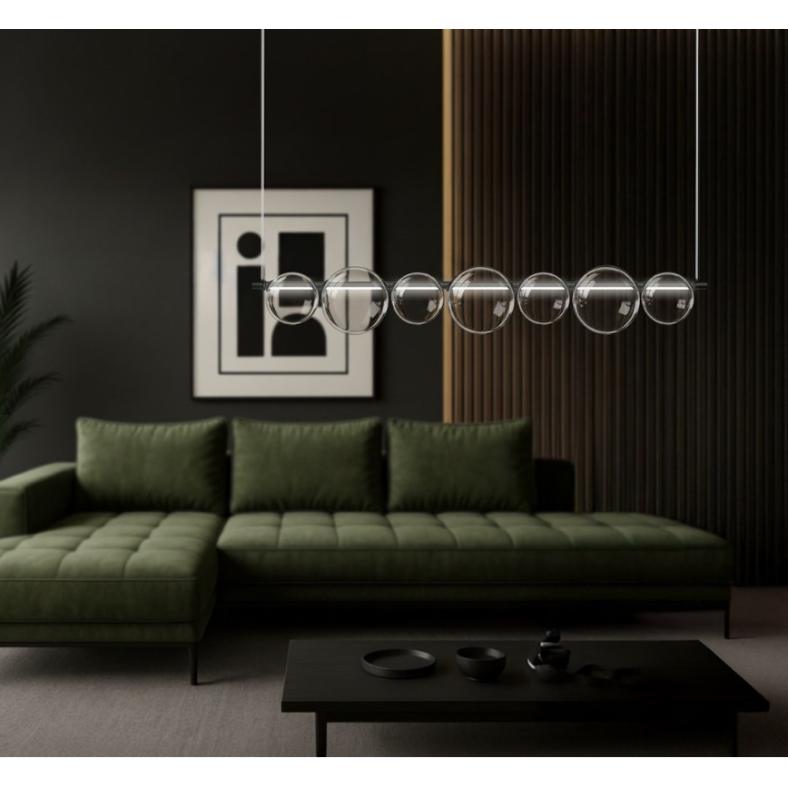 LED csillár kábelen ATOLA LED/19W/230V fekete/átlátszó