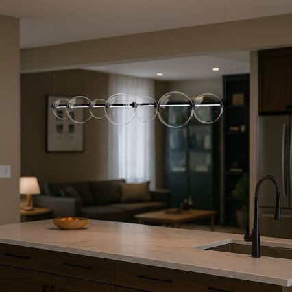 LED csillár kábelen ATOLA LED/19W/230V fekete/átlátszó