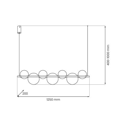 LED csillár kábelen ATOLA LED/19W/230V fekete/átlátszó