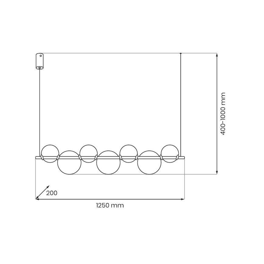 LED csillár kábelen ATOLA LED/19W/230V fekete/átlátszó
