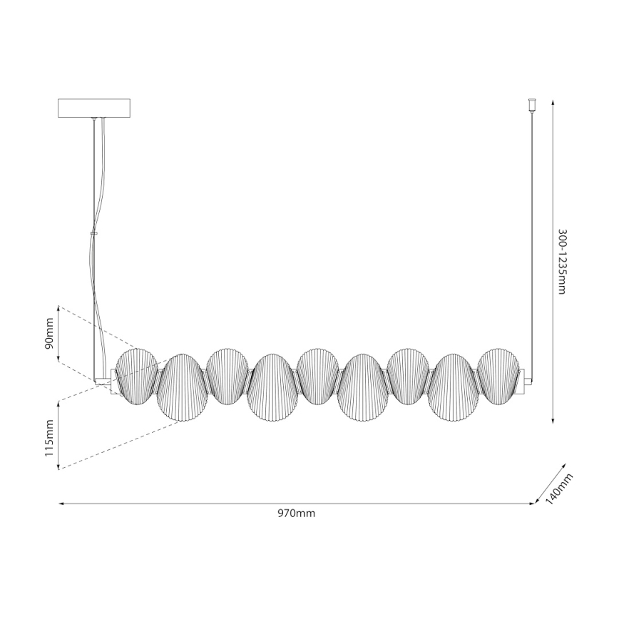 LED csillár kábelen BOLLA LED/32W/230V fényes króm/füstszürke