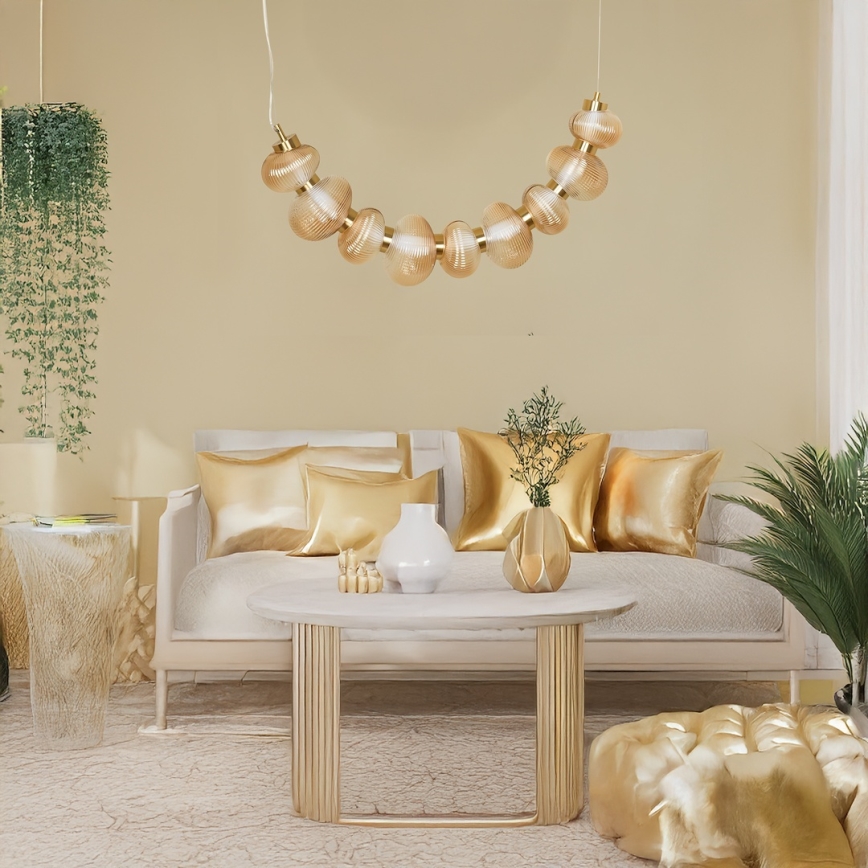 LED csillár kábelen BOLLA LED/36W/230V arany/füstös bézs