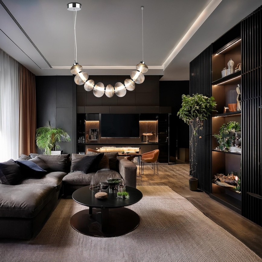 LED csillár kábelen BOLLA LED/36W/230V fényes króm/füstszürke