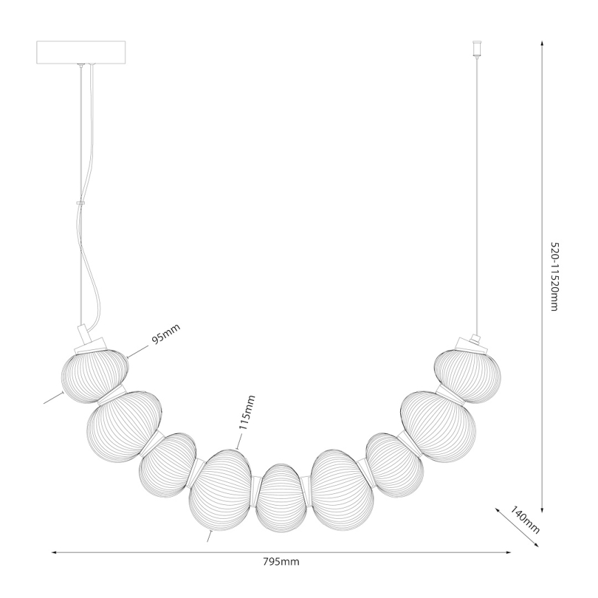 LED csillár kábelen BOLLA LED/36W/230V fényes króm/füstszürke