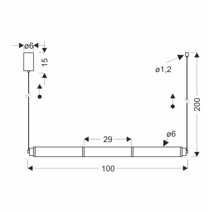 LED csillár kábelen CORTE LED/25W/230V fekete