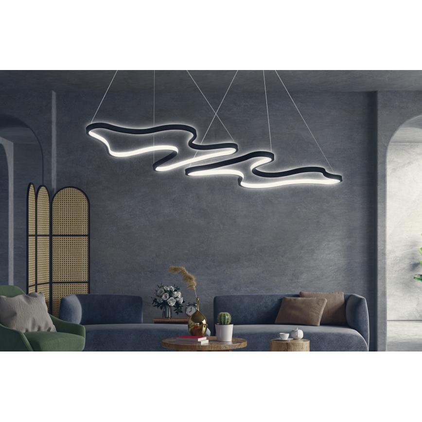 LED csillár kábelen DUPLE ARTISAN LED/80W/230V 6500K fekete