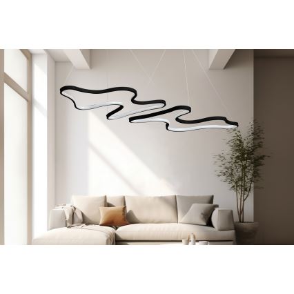 LED csillár kábelen DUPLE ARTISAN LED/80W/230V 6500K fekete