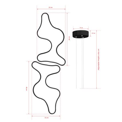 LED csillár kábelen DUPLE ARTISAN LED/80W/230V 6500K fekete