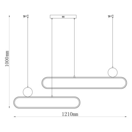 LED csillár kábelen FLORENTYNA LED/48W/230V 4000K fekete/fehér
