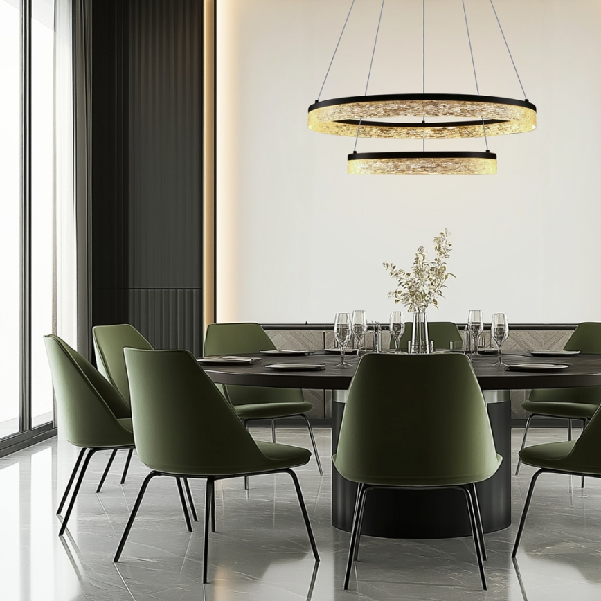 LED csillár kábelen FROZI LED/38W/230V átm. 60 cm fekete
