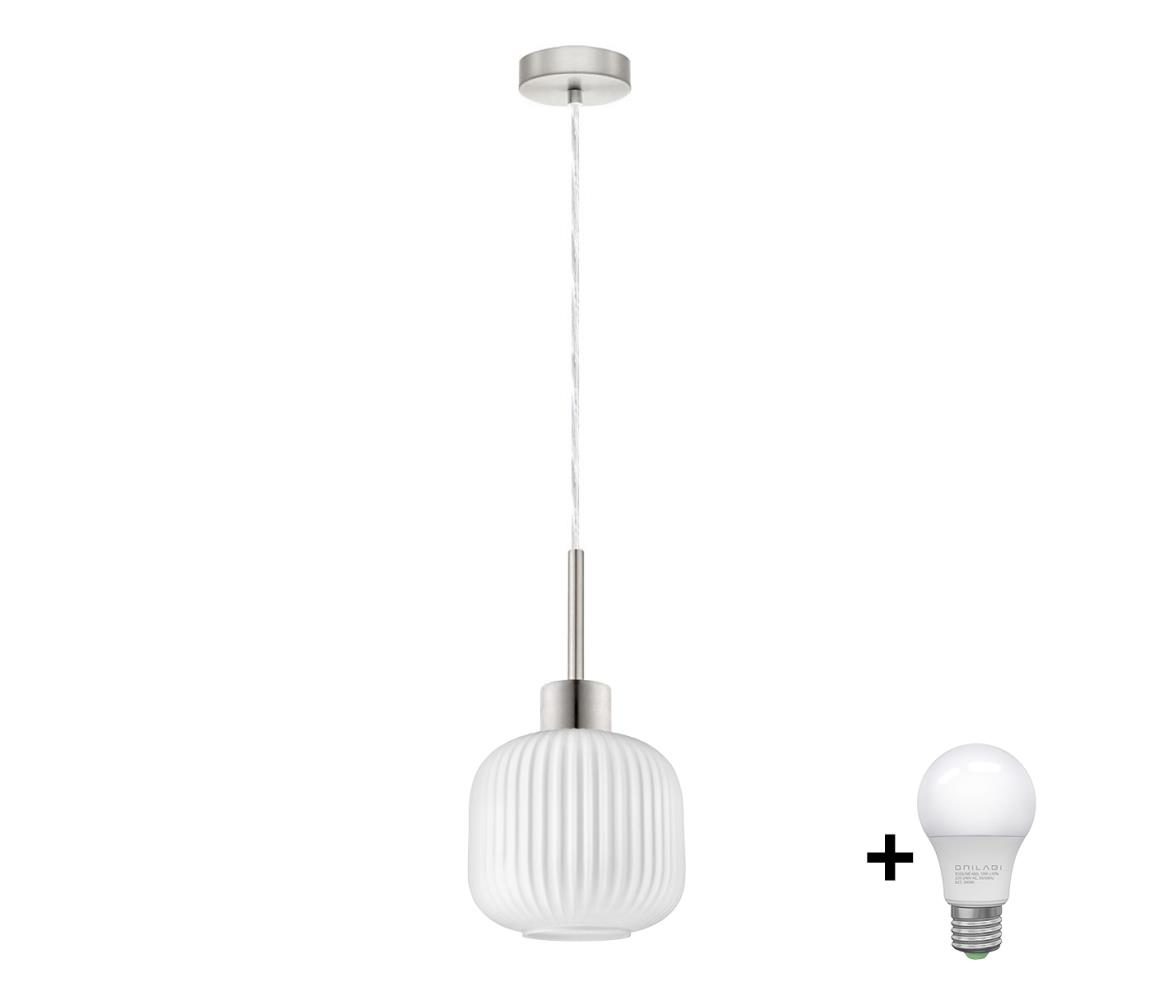 Eglo LED csillár kábelen HARMA, 1xE27/60W/230V, átm. 20 cm, matt króm/fehér 1xEG32515+1xNSLA55459