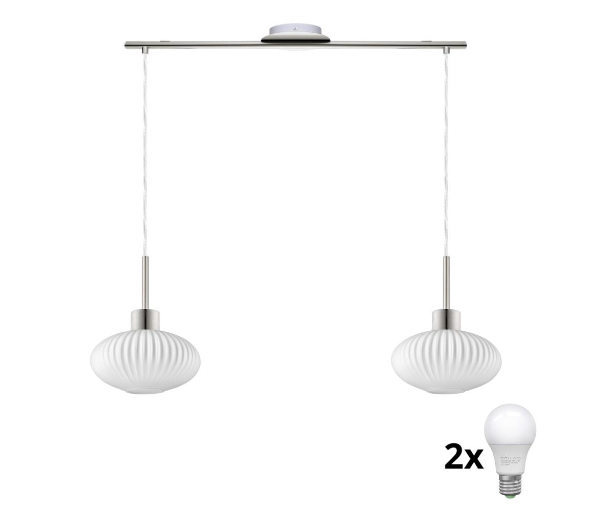 Eglo LED csillár kábelen HARMA 2xE27/60W/230V matt króm/fehér 1xEG32519+2xNSLA55466
