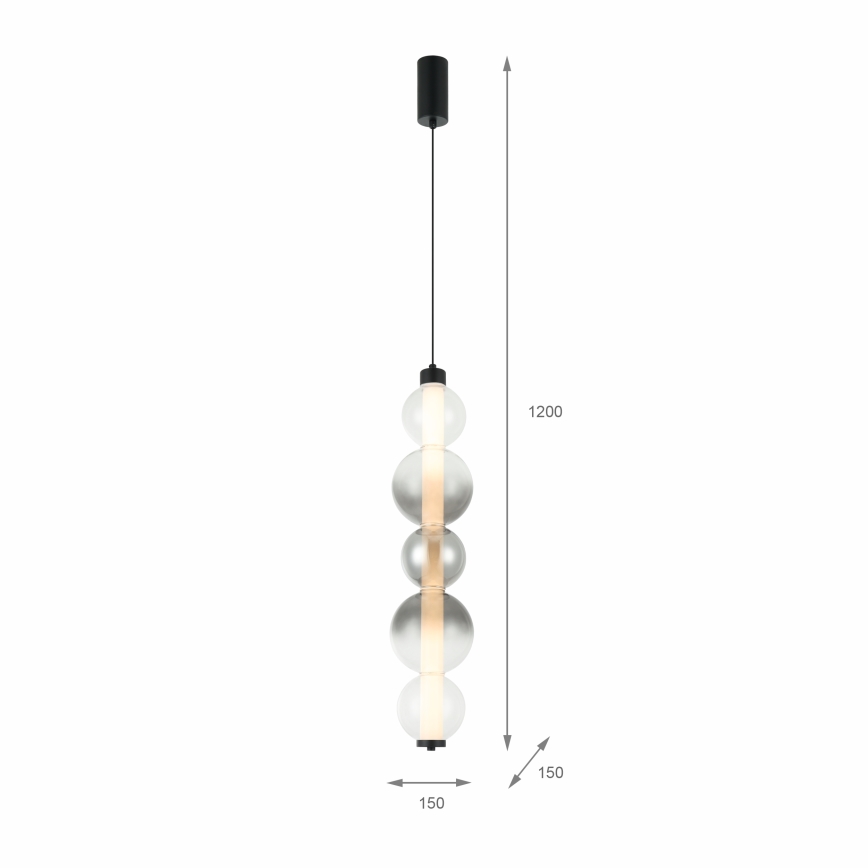 LED csillár kábelen LUMMI LED/19W/230V fekete/füstszínű