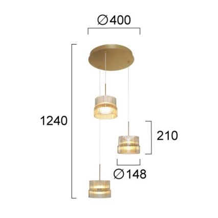 LED csillár kábelen LUXE LED/34W/230V sárgaréz
