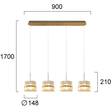 LED csillár kábelen LUXE LED/46W/230V sárgaréz