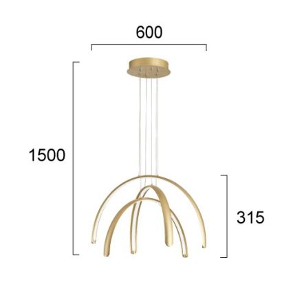 LED csillár kábelen MEGAN LED/41W/230V aranyszínű