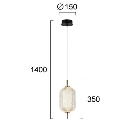 LED csillár kábelen PELLUCID LED/11W/230V arany/átlátszó