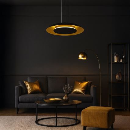 LED csillár kábelen PIATTINO LED/30W/230V 2700/3200/4000K átm. 40 cm fekete/arany