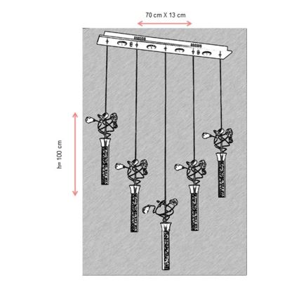 LED csillár kábelen PIGEON 5xLED/6W/230V 6500K fényes króm