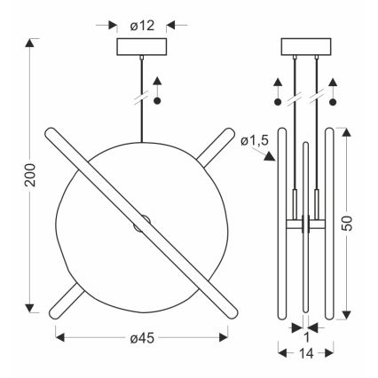LED csillár kábelen RELAX LED/15W/230V arany/fehér