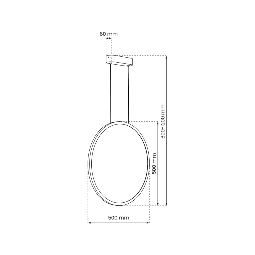 LED csillár kábelen SATURNO LED/28W/230V, átm. 50 cm, IP44, fekete