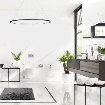 LED csillár kábelen SATURNO LED/65W/230V átm. 120 cm IP44 fekete