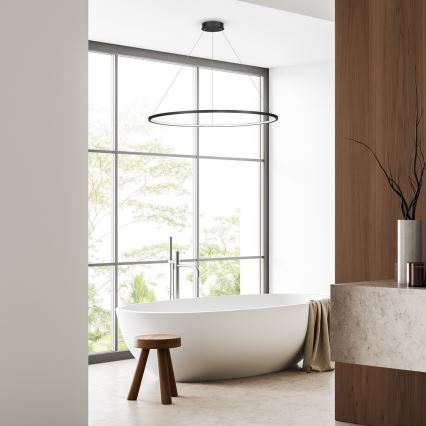LED csillár kábelen SATURNO LED/65W/230V átm. 120 cm IP44 fekete